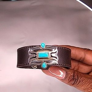 Fabulous Barse SS, turquoise & leather bracelet. Beautifully crafted.